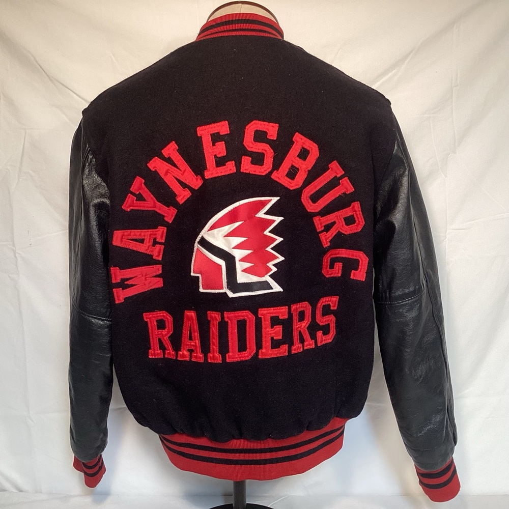 Holloway Black and Red Varsity Jacket Waynesburg Men’s Size Large made in USA